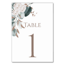 Tarjeta De Mesa Elegante color de agua de rosas blancas de oro