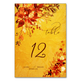 Tarjeta De Mesa Elegante color de agua rojo y Boda de noinsettia d