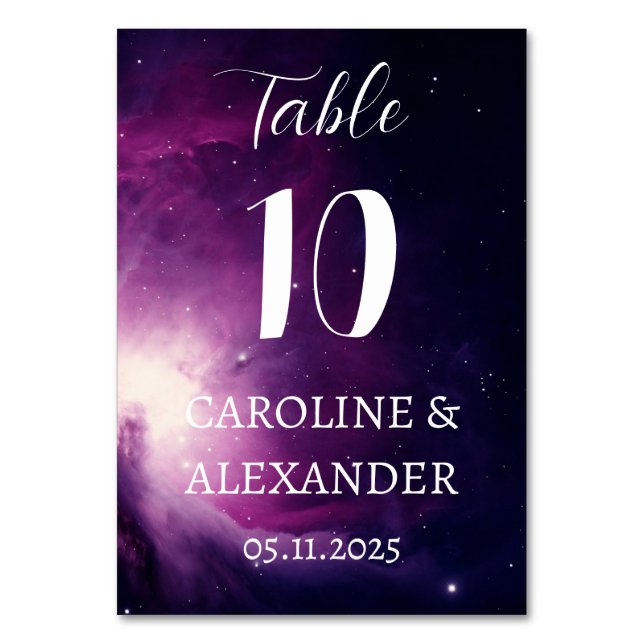 Tarjeta De Mesa Elegante Constelación Noche Estelar Galaxia Modern (Anverso)