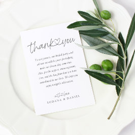 Tarjeta De Mesa Elegante Corazón Caligrafía Gris Boda