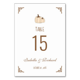 Tarjeta De Mesa Elegante Creamy Pumpkins Fall Wedding Table Card