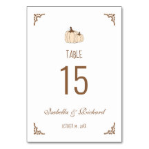 Elegante Creamy Pumpkins Fall Wedding Table Card