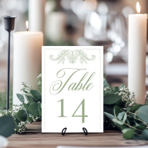 Tarjeta De Mesa Elegante Cresta de Pájaro Chinoiserie Verde Boda
