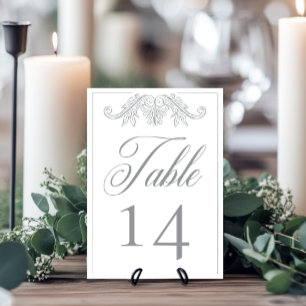 Tarjeta De Mesa Elegante Cresta de Pájaro de Chinoiserie Gris para