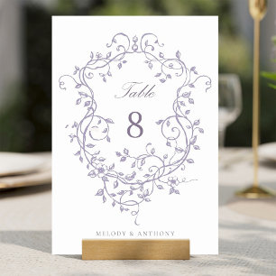 Tarjeta De Mesa Elegante cresta floral de lavanda francesa 