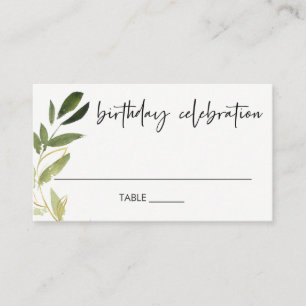 TARJETA DE MESA ELEGANTE CUALQUIER EDAD GOLD GREEN FOLIAGE WREATY