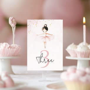 Tarjeta De Mesa Elegante cumpleaños rosado Ballerina
