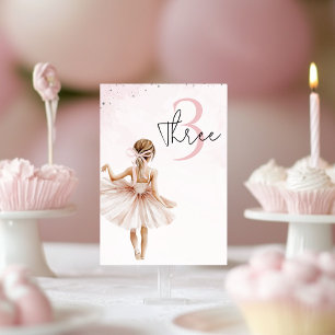Tarjeta De Mesa Elegante cumpleaños rosado Ballerina
