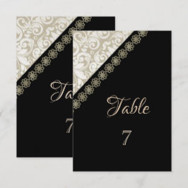Tarjeta de mesa elegante de damasco negro
