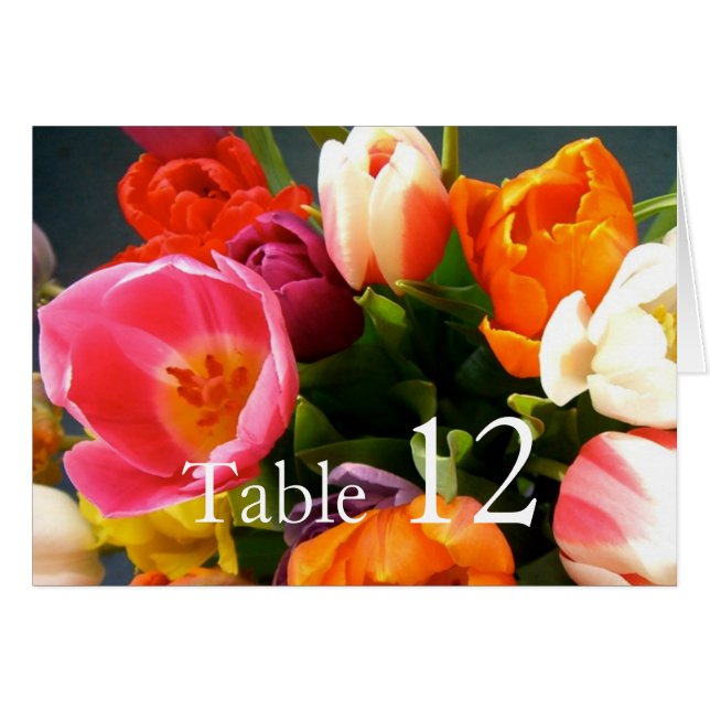 Tarjeta de mesa elegante de lujo Tulips Bouquet (Anverso (Horizontal))