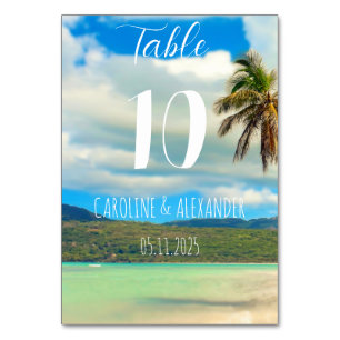 Tarjeta De Mesa Elegante destino tropical de la costa azul de vera
