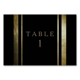 Tarjeta De Mesa Elegante Día Oro y Boda Negro