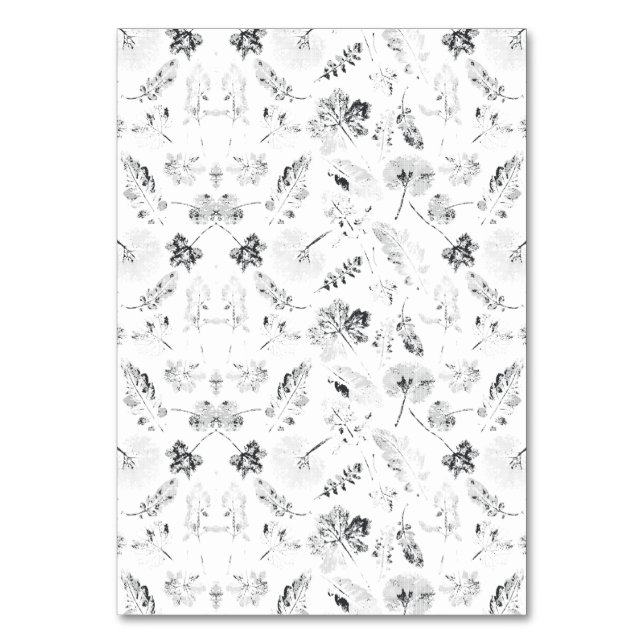 Tarjeta De Mesa Elegante diseño floral en blanco y negro que muest (Anverso)