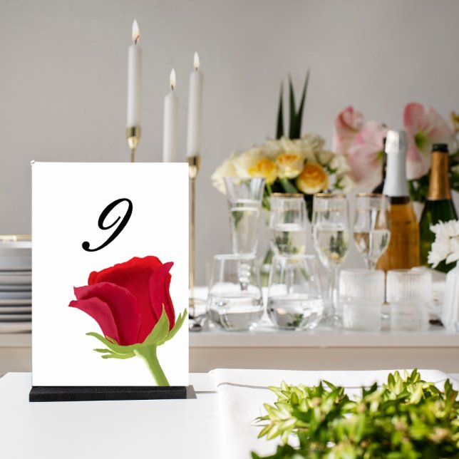 Tarjeta De Mesa Elegante ducha de novia rosa roja (Subido por el creador)