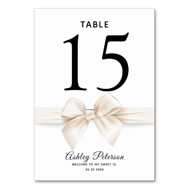 Tarjeta De Mesa Elegante dulce 16 Damasco (Anverso)