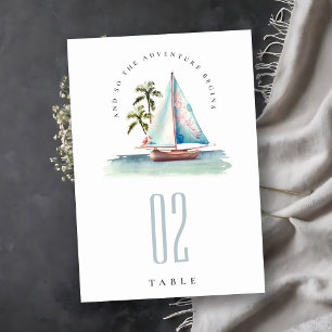 Tarjeta De Mesa Elegante Dusky Verde azulado Boda de la Palm Seasc