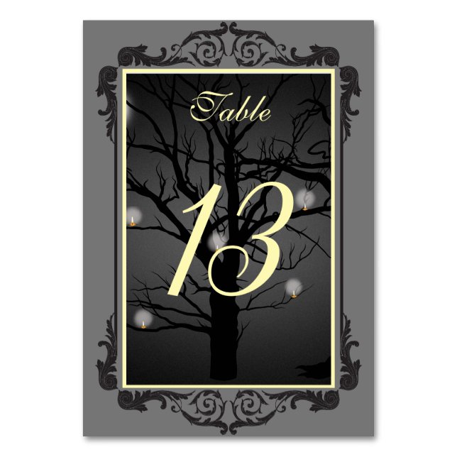 Tarjeta De Mesa Elegante Encantado Bosque Gothic Florecimiento Mar (Anverso)