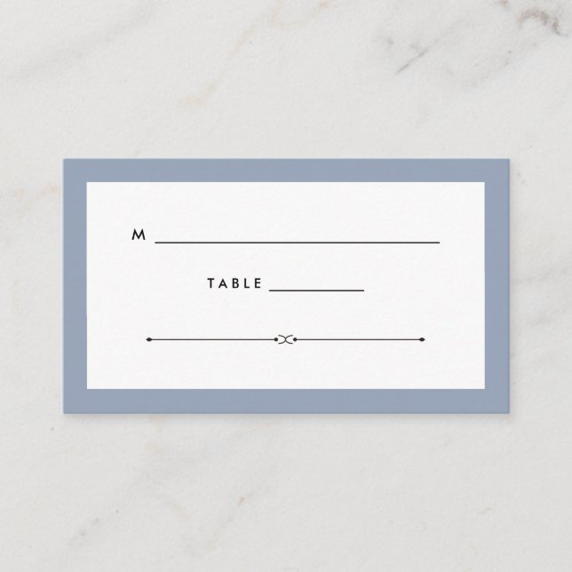 Tarjeta De Mesa Elegante | Escort Dusty Blue Boda (Anverso)