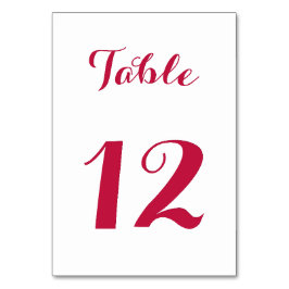 Tarjeta De Mesa Elegante escritura chic blanco rojo novia boda fie