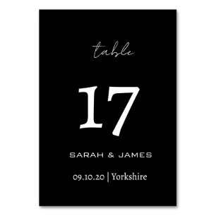 Tarjeta De Mesa Elegante escritura en blanco y negro personalizada