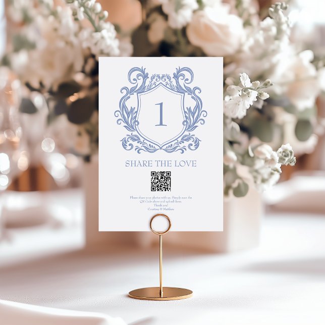 Tarjeta De Mesa Elegante Escudo Azul Dusty Código QR Compartir fot (Subido por el creador)