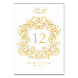 Tarjeta De Mesa Elegante Escudo Gold Boda