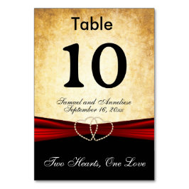 Tarjeta De Mesa Elegante estilo grunge con cinta de satén roja