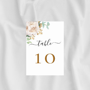 Tarjeta De Mesa Elegante eucalipto floral blanco