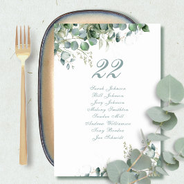 Tarjeta De Mesa Elegante Eucalyptus Botanic Script Names Boda