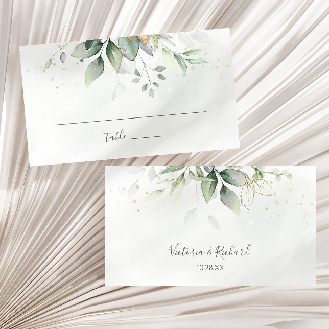 Tarjeta De Mesa Elegante Eucalyptus deja Boda de oro de la vegetac (Subido por el creador)