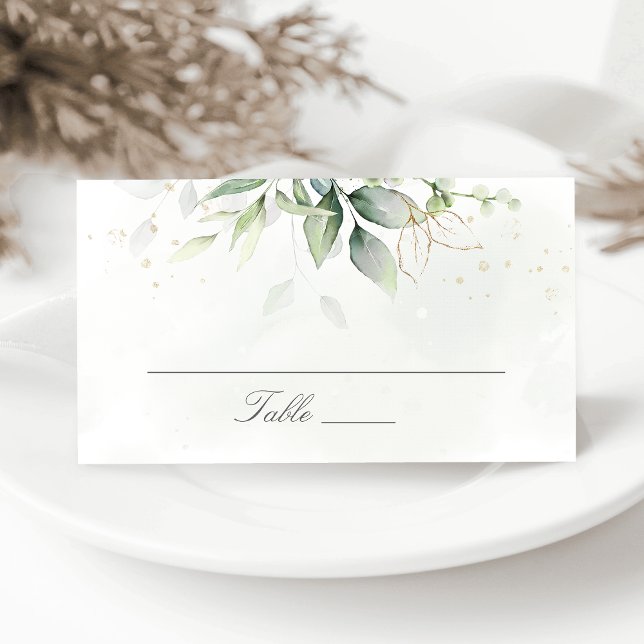 Tarjeta De Mesa Elegante Eucalyptus deja Boda de oro de la vegetac (Subido por el creador)