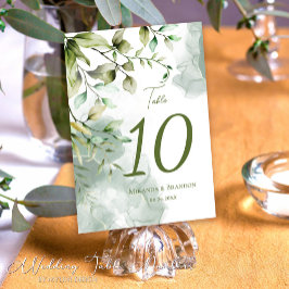 Tarjeta De Mesa Elegante Eucalyptus Foliage Boda Botánico