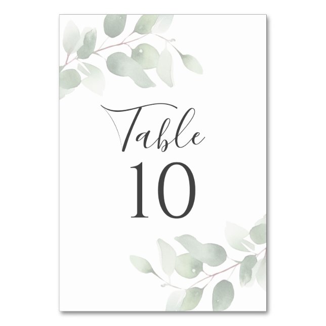 Tarjeta De Mesa Elegante Eucalyptus Greenery Boda (Anverso)