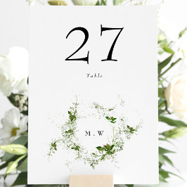Tarjeta De Mesa Elegante Eucalyptus Wreath Elegante Boda Monograma