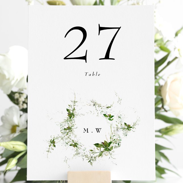 Tarjeta De Mesa Elegante Eucalyptus Wreath Elegante Boda Monograma (Subido por el creador)
