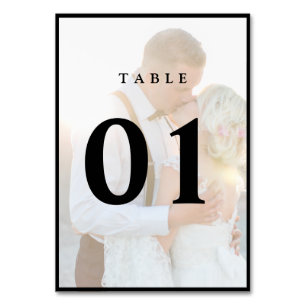 Tarjeta De Mesa Elegante Faux Vellum Overlay Photo Boda Table N