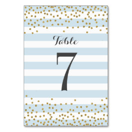 Tarjeta De Mesa Elegante Fiesta de Boda de Confeti Azul Bebé Dorad