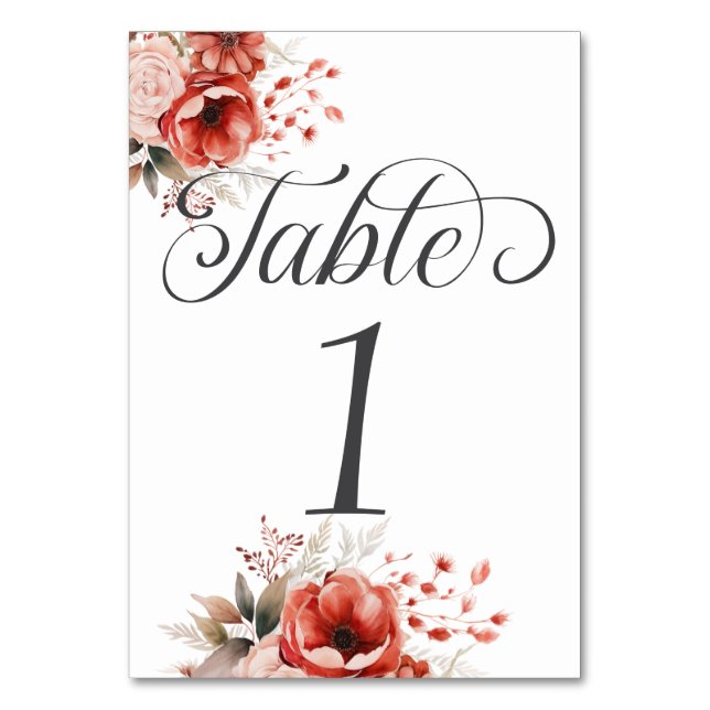 Tarjeta De Mesa Elegante Fiesta de caligrafía floral (Anverso)