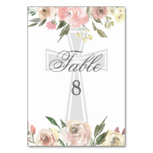 Tarjeta De Mesa Elegante fiesta de confirmación floral rosa person