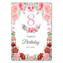 Tarjeta De Mesa Elegante fiesta de cumpleaños floral