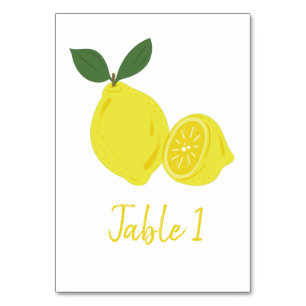 Tarjeta De Mesa Elegante Fiesta de limón amarillo
