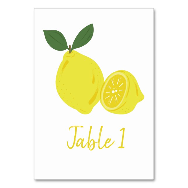 Tarjeta De Mesa Elegante Fiesta de limón amarillo (Anverso)