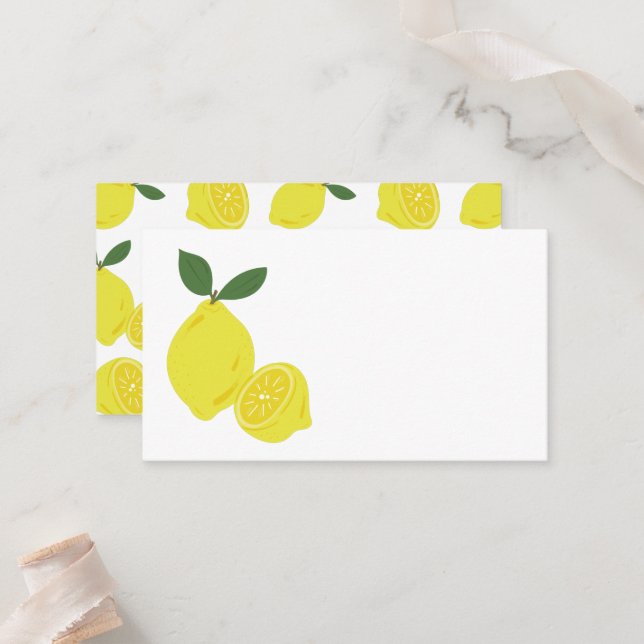 Tarjeta De Mesa Elegante Fiesta de limón amarillo (Anverso/Reverso In Situ)