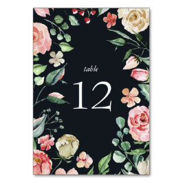 Tarjeta de mesa elegante flor de medianoche azul m