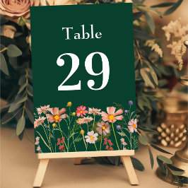Tarjeta De Mesa Elegante Flor Silvestre Boho Floral Verde Boda