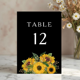 Tarjeta De Mesa Elegante Floral Boda Negra