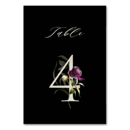 Tarjeta De Mesa Elegante Floral Botánica Número 4, Negro