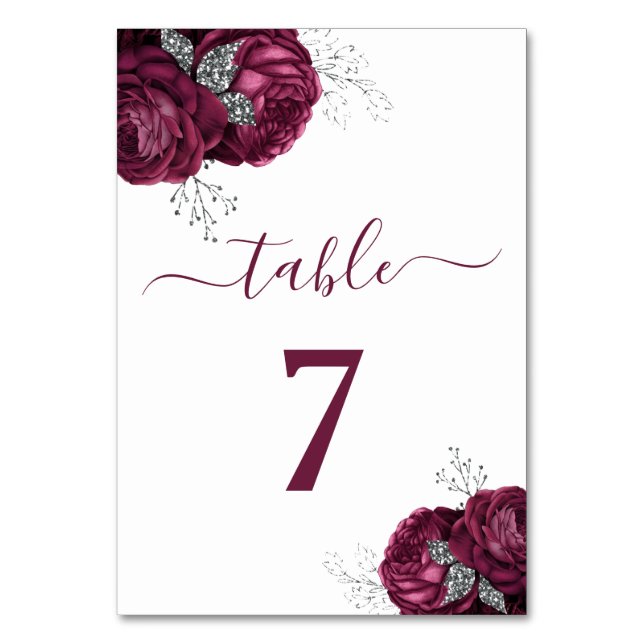 Tarjeta De Mesa Elegante floral de Borgoña Peonies (Anverso)