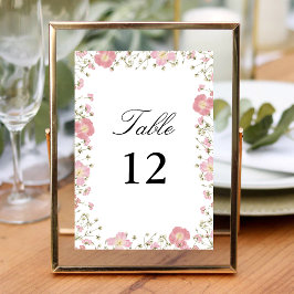 Tarjeta De Mesa Elegante Floral de Otoño Rosa Acuarela de Boda