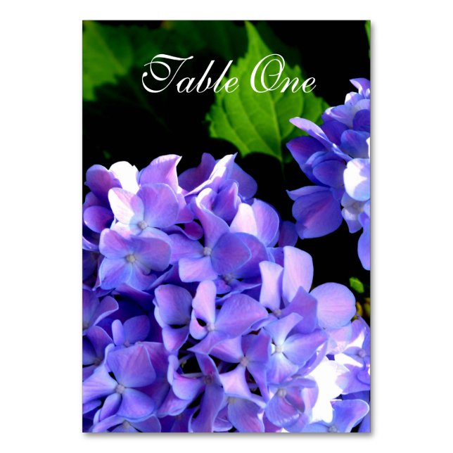 Tarjeta De Mesa Elegante floral de púrpura profundo periwinkle hid (Anverso)